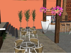 Thiết kế quán cà phê model 3d sketchup