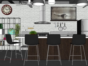 Thiết kế quầy bar nhà hàng coffee đẹp model sketchup sang trọng