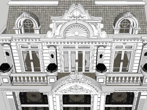 Thiết kế Sketchup dựng ngoại thất khách sạn cổ điển