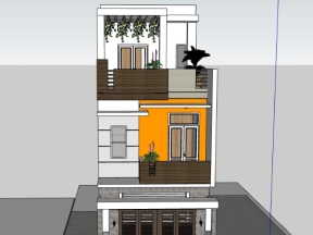 Thiết kế sketchup nhà phố 3 tầng 5x18m