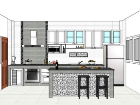 Thiết kế sketchup nội thất bếp đẹp mắt
