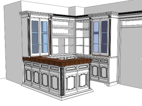 Thiết kế sketchup nội thất phòng bếp mới nhất