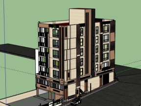 Thiết kế tòa nhà chung cư 6 tầng 15x27m file sketchup