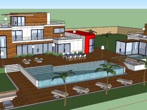 Thiết kế villa phong cách 3 tầng dựng model sketchup việt nam