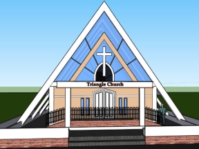 Thiết nhà nhà tam giác công giáo đẹp model sketchup