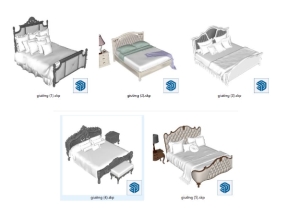 Thư viện 5 thiết kế bản vẽ giường tân cổ điển sketchup
