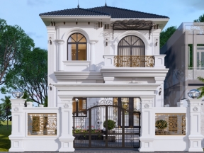 Trọn bộ bản vẽ biệt thự 2 tầng tân cổ điển mái Nhật – Đẳng cấp & tinh tế (8,2mx12,5m)