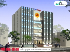 Trọn bộ bản vẽ kiến trúc thiết kế ngân hàng Việt Bank rất đẹp