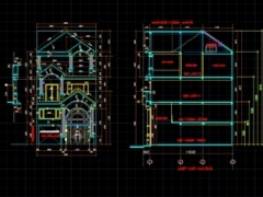 Trọn bộ bản vẽ thiết kế biệt thự 2 tầng 1 hầm KT 8x11m gồm: KT+KC+M&E