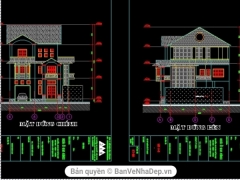Trọn bộ bản vẽ thiết kế thi công nhà phố 3 tầng KT 19x20m gồm: KT, KC và dự toán
