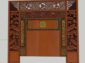 Vách thờ hiện đại, 4 mặt, câu đối thư pháp model .skp chuẩn chế biến abf