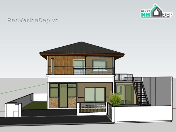 Nhà 2 tầng,model su nhà 2 tầng,sketchup nhà 2 tầng,file su nhà 2 tầng