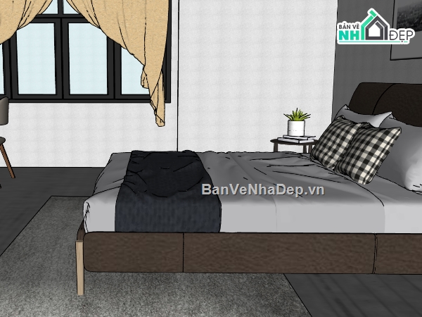su phòng ngủ,sketchup phòng ngủ,phòng ngủ