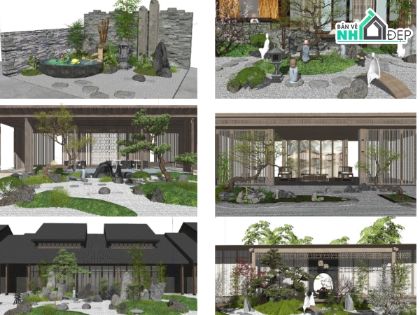 Sketchup sân vườn,model sketchup tiểu cảnh sân vườn,tiểu cảnh nhật,cảnh quan sân vườn,sân vườn  nhật