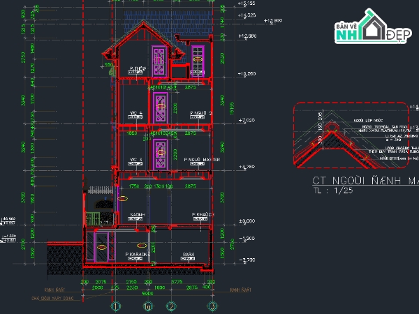 nhà mái thái,mái thái,nhà phố,nhà cấp 4,cad nhà phố,cad nhà mái thái