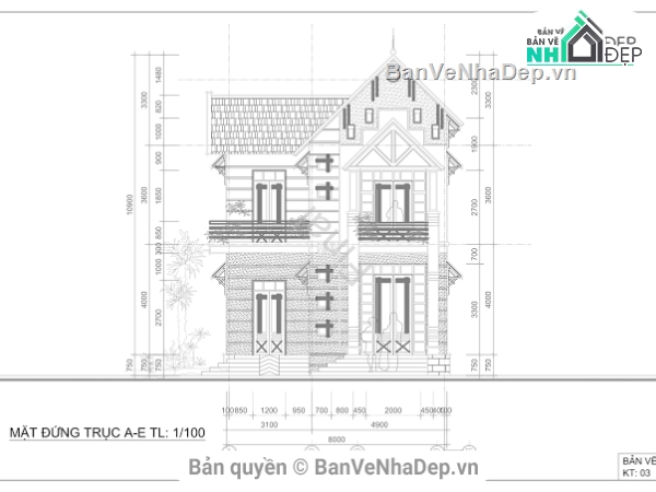 bản vẽ biệt thự,biệt thự phố 2 tầng,thiết kế biệt thự 2 tầng,bản vẽ cad biệt thự 2 tầng,cad biệt thự