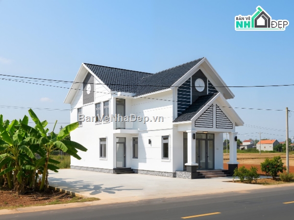 Biệt thự 2 tầng,biệt thự 1 tầng 1 lửng,kiến trúc biệt thự 2 tầng,revit biệt thự 2 tầng