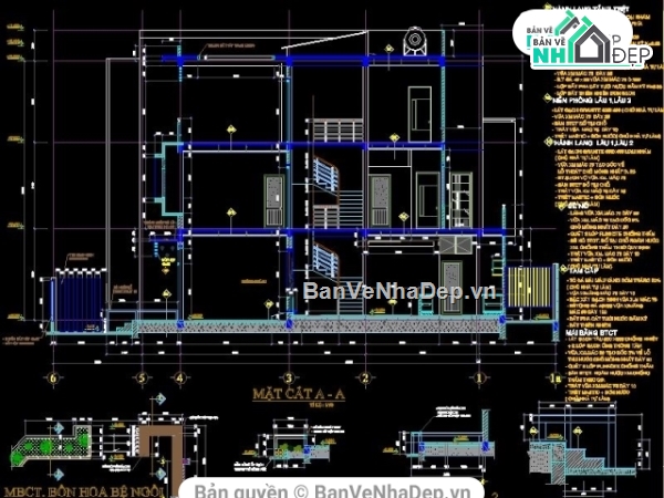 Biệt Thự Song Lập,bản vẽ biệt thự 3 tầng,kiến trúc biệt thự 3 tầng,file cad biệt thự 3 tầng