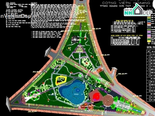 công viên,công viên Hoàng văn thụ,bản vẽ full công viên,bản vẽ công viên,File cad thiết kế công viên