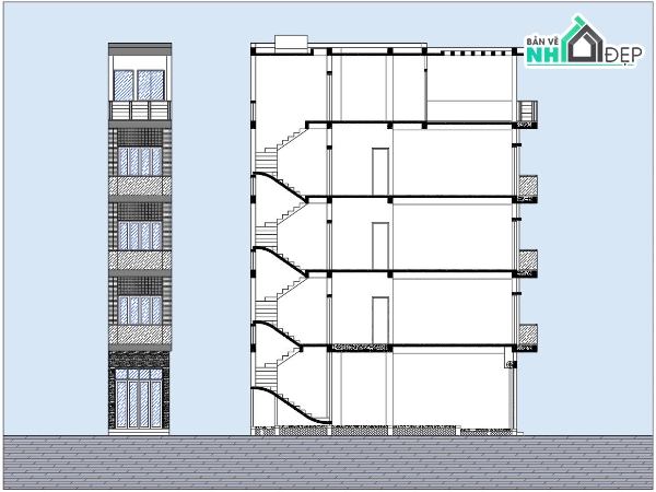 Nhà phố 5 tầng 2.6x12m,bản vẽ nhà phố 5 tầng,file cad nhà phố 5 tầng,nhà phố 5 tầng fiel cad,autocad nhà phố 5 tầng