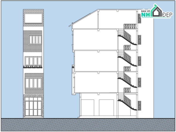 Nhà phố 5 tầng,bản vẽ nhà phố 5 tầng,nhà phố 5 tầng 3.2x11.5m,file cad nhà phố 5 tầng,nhà phố 5 tầng file cad
