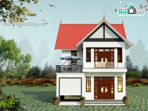 nhà ở nông thôn 2 tầng,Nhà 2 tầng 8.42x11.89m,Nhà 2 tầng đẹp,bản vẽ biệt thự 2 tầng,thiết kế biệt thự 2 tầng