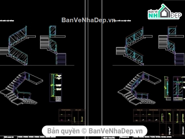 Bản vẽ autocad thiết kế cầu thang hạng mục kết cấu