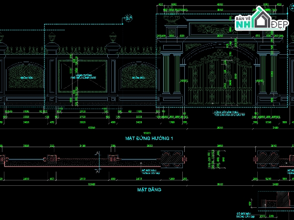 Cad cổng biệt thự,File autocad cổng biệt thự,Autocad cổng biệt thự,Bản vẽ autocad cổng biệt thự,Autocad hàng rào biệt thự,Hàng rào biệt thự
