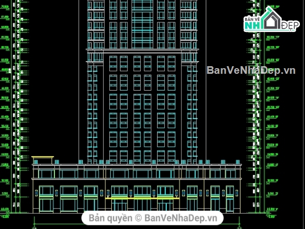 Bản vẽ Autocad nhà cao tầng này sẽ khiến bạn ngạc nhiên về tài năng của người thiết kế. Với mọi chi tiết được trình bày một cách chính xác và màu sắc thật sự chân thật, bạn sẽ cảm thấy như bước vào thế giới đầy cảm hứng của kiến trúc hiện đại!