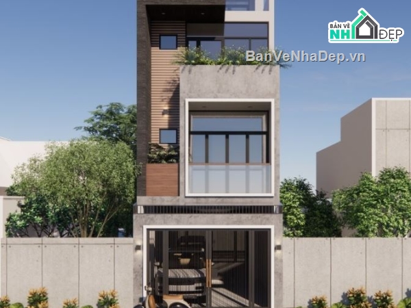 nhà 4 tầng,bản vẽ nhà phố 4 tầng,thiết kế nhà phố 4 tầng