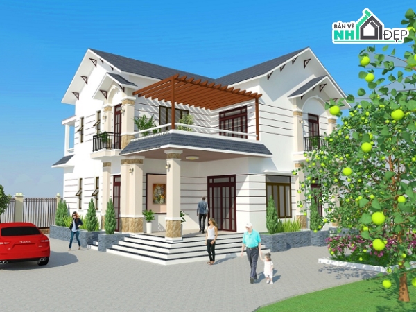 Bản vẽ thi công,2 tầng,kiến trúc 2 tầng