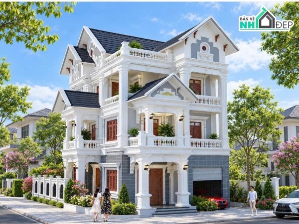 bản vẽ biệt thự 3 tầng,biệt thự 10x15.5m,thiết kế biệt thự 10x15.5m,mặt bằng biệt thự 3 tầng,Bản vẽ biệt thự 3 tầng 10×15