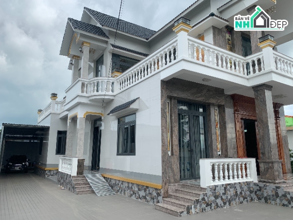 Bản vẽ biệt thự mái thái,Bản vẽ biệt thự mái thái đẹp,Bản vẽ biệt thự mái thái 2 tầng