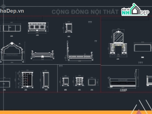 Bản Vẽ Bổ Kỹ Thuật Nội Thất Tân Cổ Điểu Chi Tiết Autocad