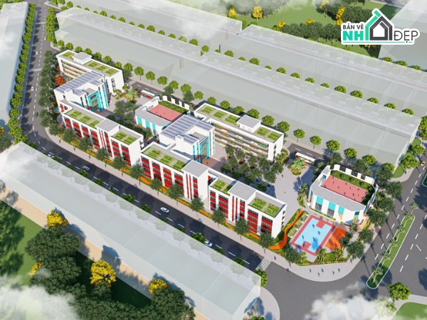 cad trường học,cad trường tiểu học,cad trường học quốc tế