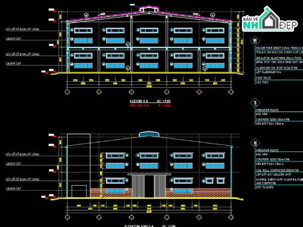 Bản vẽ nhà kho,kiến trúc nhà kho,bản vẽ nhà xưởng,kiến trúc nhà xưởng