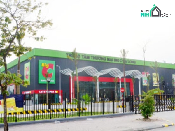 Bản vẽ siêu thị big C,bản vẽ kết cấu siêu thị,kiến trúc siêu thị