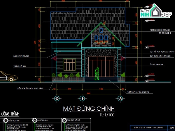 mẫu nhà 1 tầng,mẫu nhà mái thái,kiến trúc nhà mái thái,mẫu nhà cấp 4 đẹp,bản vẽ nhà cấp 4