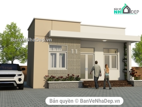 bản vẽ nhà 1 tầng,thiết kế nhà phố 1 tầng,nhà 1 tầng 4x8m,mẫu nhà trệt hiện đại