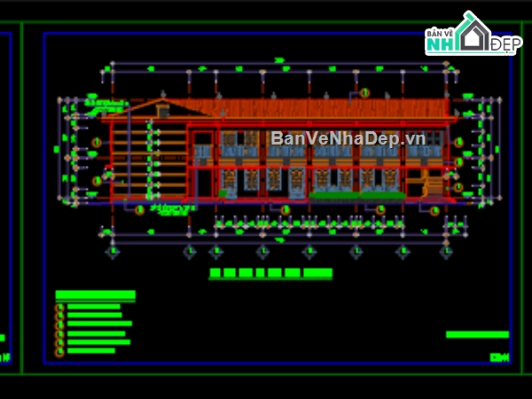 kiến trúc nhà 2 tầng,cad mẫu nhà,kiến trúc 2 tầng