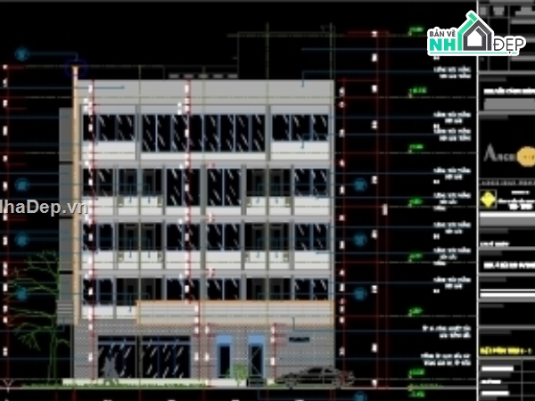 thiết kế khách sạn 14.4x15m,thiết kế nhà khách 5 tầng,kiến trúc khách sạn 5 tầng,thiết kế nhà 5 tầng