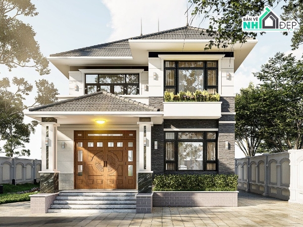 bản vẽ nhà mái nhật 2 tầng,mái nhật 2 tầng,Bản vẽ nhà mẫu