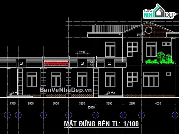 Bản vẽ mặt bằng,mặt bằng,Bản vẽ mặt đứng,Mẫu nhà ở 1 tầng