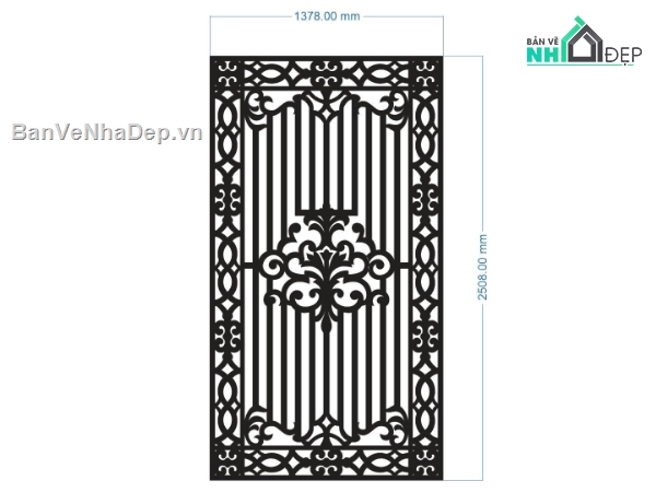cổng dxf,cổng cnc,cổng 1 cánh