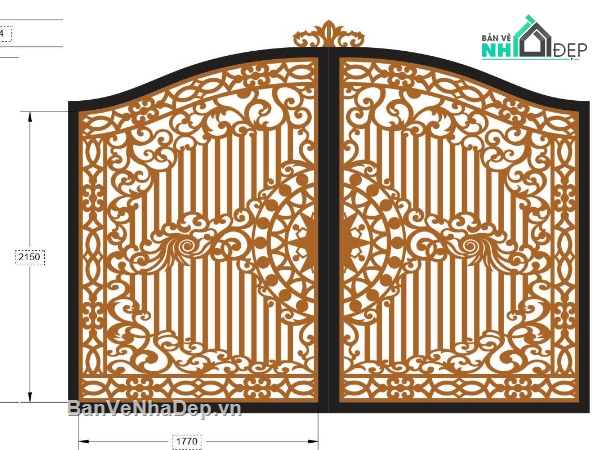 cổng đẹp,cổng dxf,cổng 2 cánh