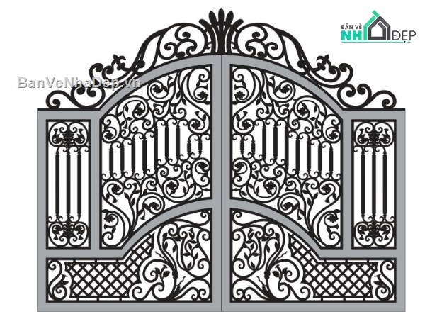 cổng dxf,cổng cnc,cổng 2 cánh