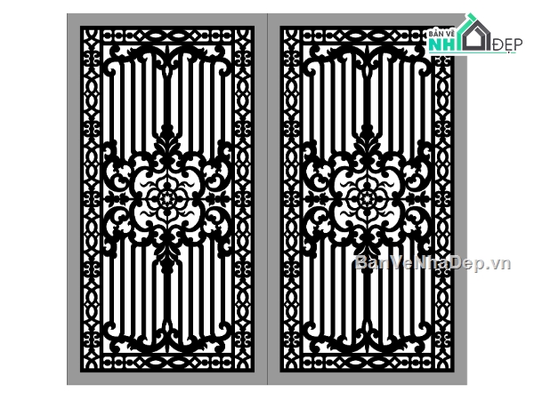 cổng dxf,cổng 2 cánh dxf,cổng cnc