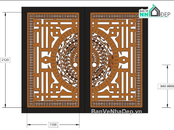 cổng trống đồng,cổng dxf,bản vẽ cổng cnc