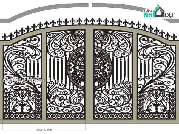 hoa văn cổng,cổng hoa văn 4 cánh,cổng dxf