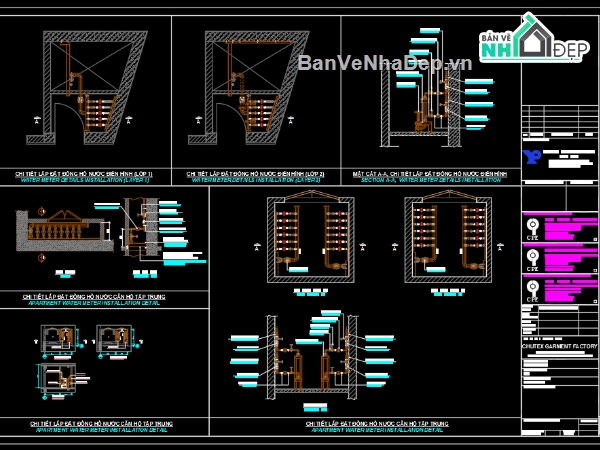 Bản vẽ Chi tiết Plumbing,Chi tiết lắp đặt cấp thoát nước,hệ thống cấp thoát nước